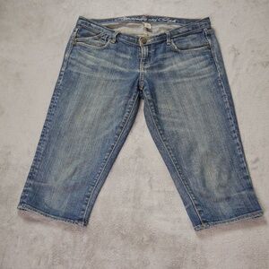 Abercrombie & Fitch Women's Size 4 Cropped Jeans Blue Cotton Zip Solid Casual